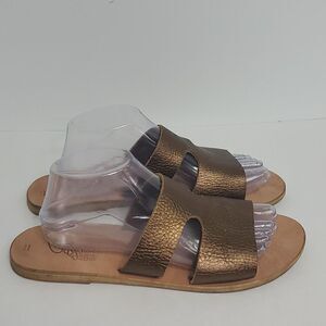 Ancient Greek Sandals Apteros Metallic Bronze Flat Sandals Women's Size 42
